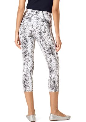 HUE Women's Ultra Soft Denim High Waist 7/8 Legging, Blue Leopard