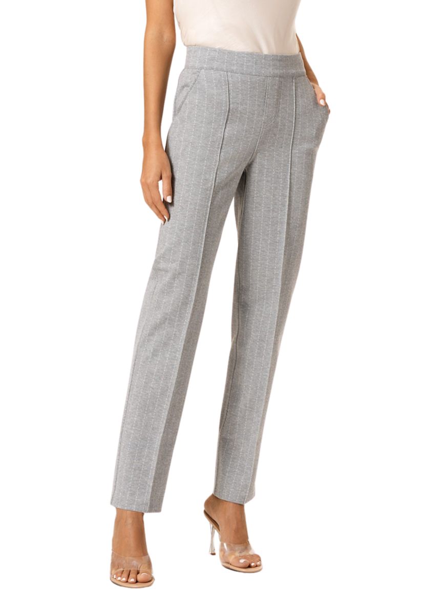 Womens Gray Pinstripe Pull On Trouser Pants