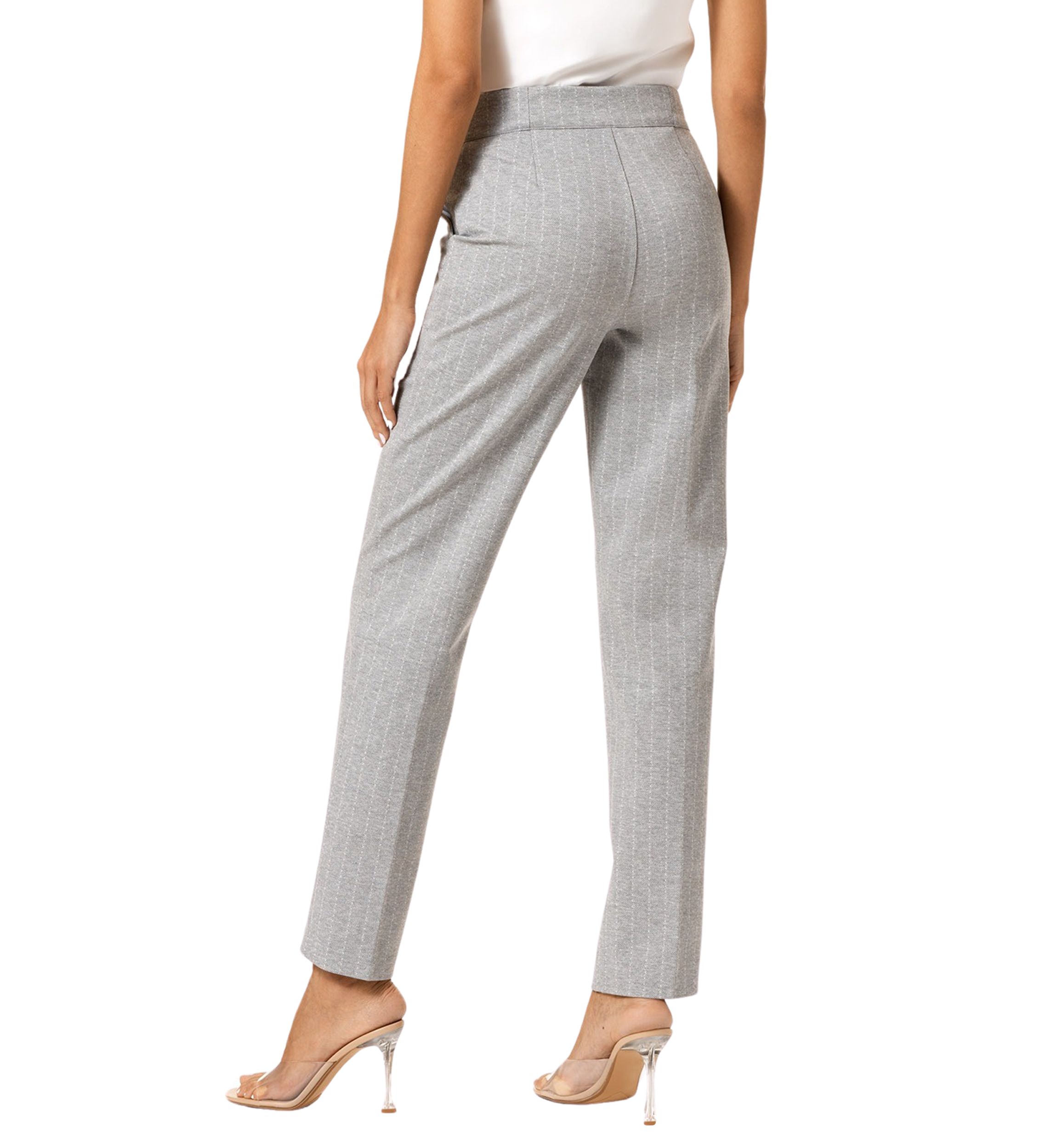 Womens Gray Pinstripe Pull On Trouser Pants