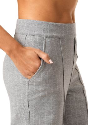 Women's Gray Pinstripe Pull On Trouser Pants