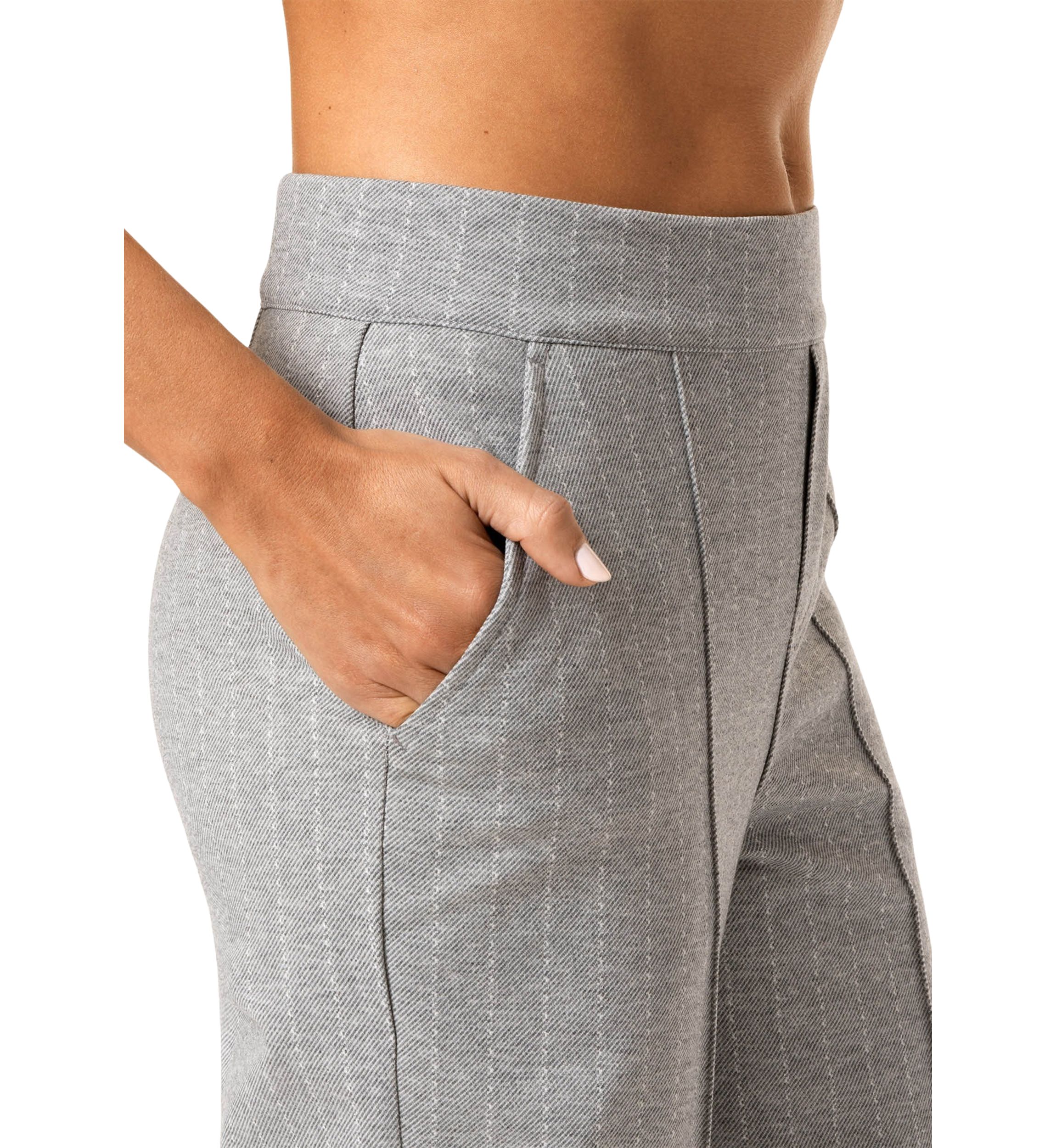 Womens Gray Pinstripe Pull On Trouser Pants