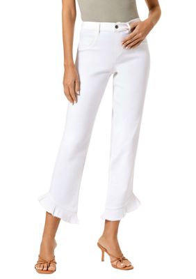 HUE Women's Embroidered Eyelet Hem Denim Legging – Hi-Rise Fashionable Jean  Pant, White, X-Small : : Clothing, Shoes & Accessories