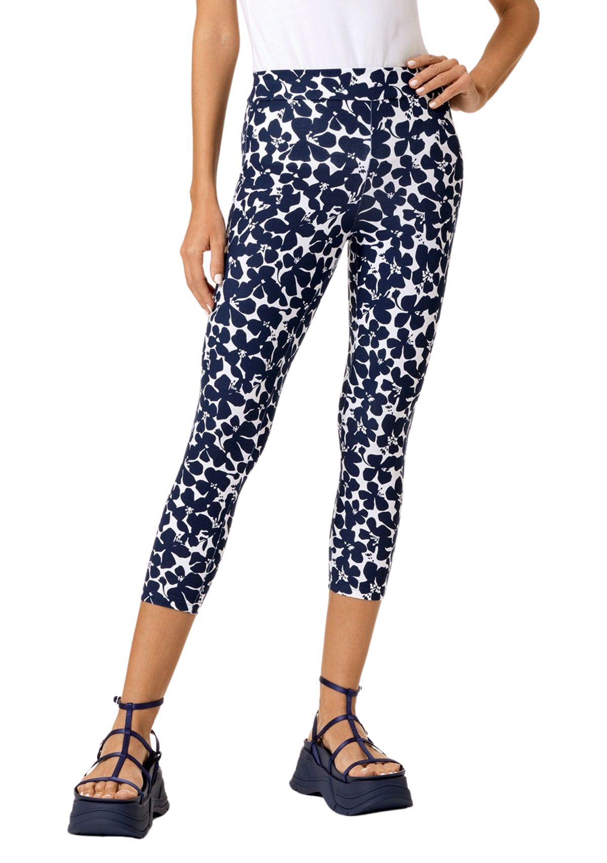 Womens Shade Floral Cotton Capri Leggings