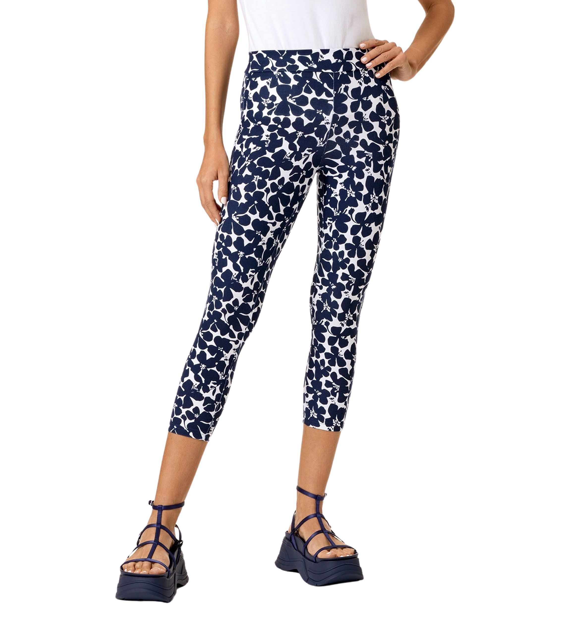 Womens Shade Floral Cotton Capri Leggings