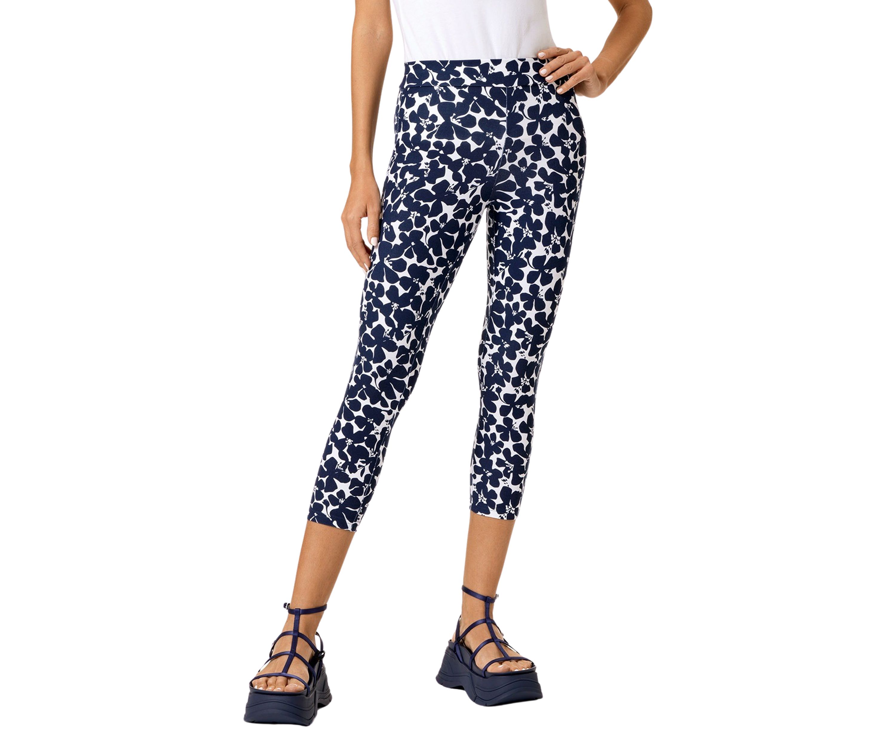 Womens Shade Floral Cotton Capri Leggings