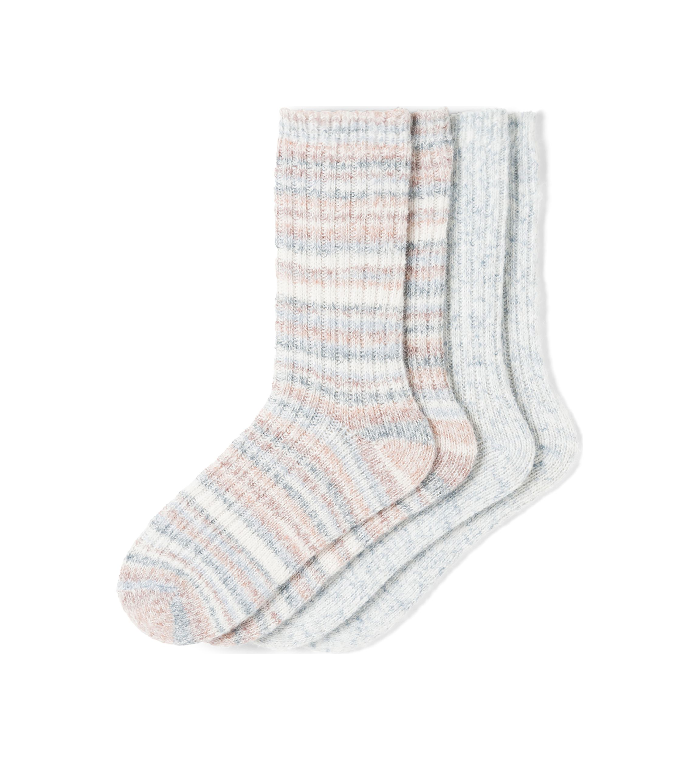 Striped Tweed Cozy Crew 2-Pair Pack