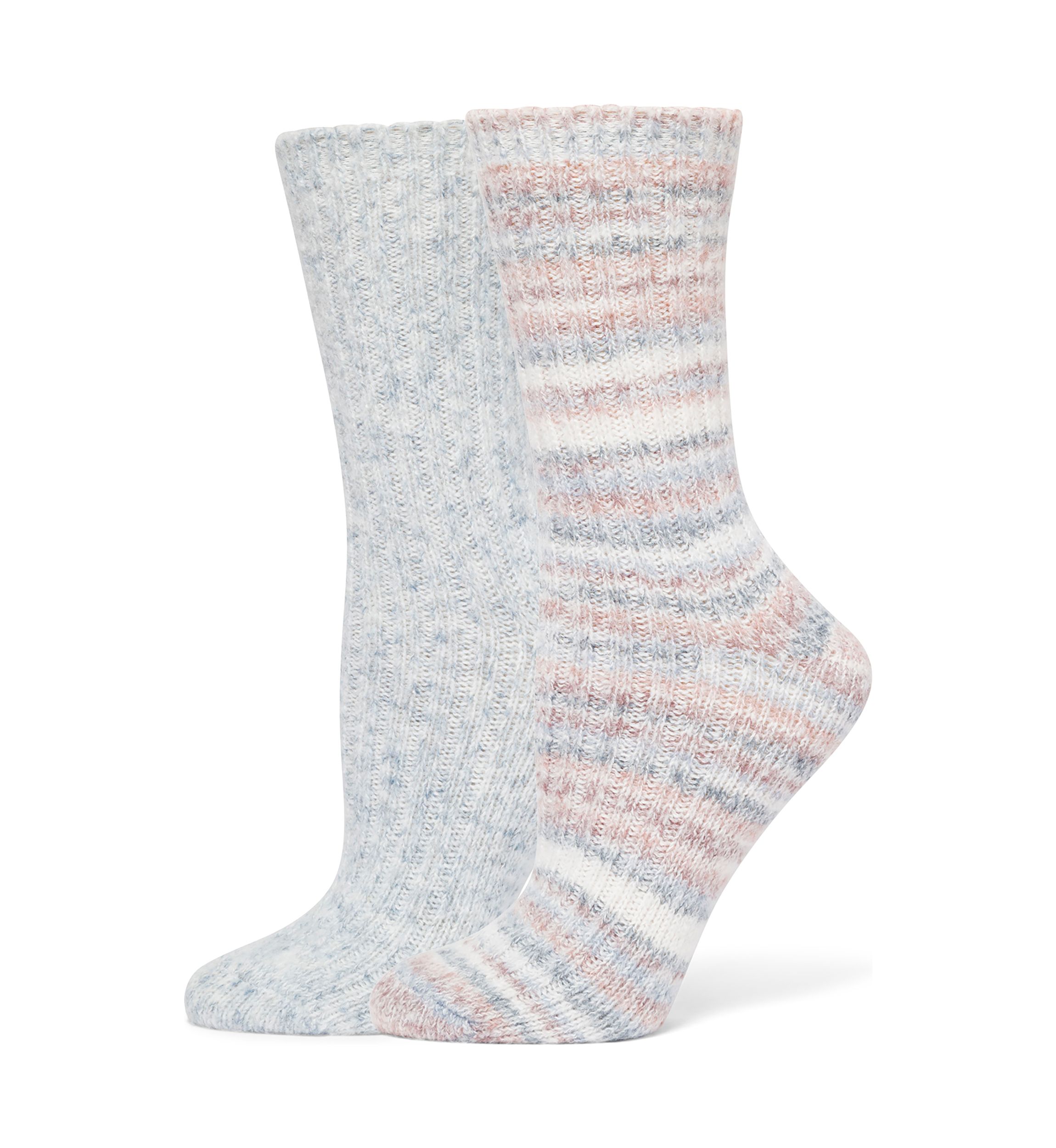 Striped Tweed Cozy Crew 2-Pair Pack