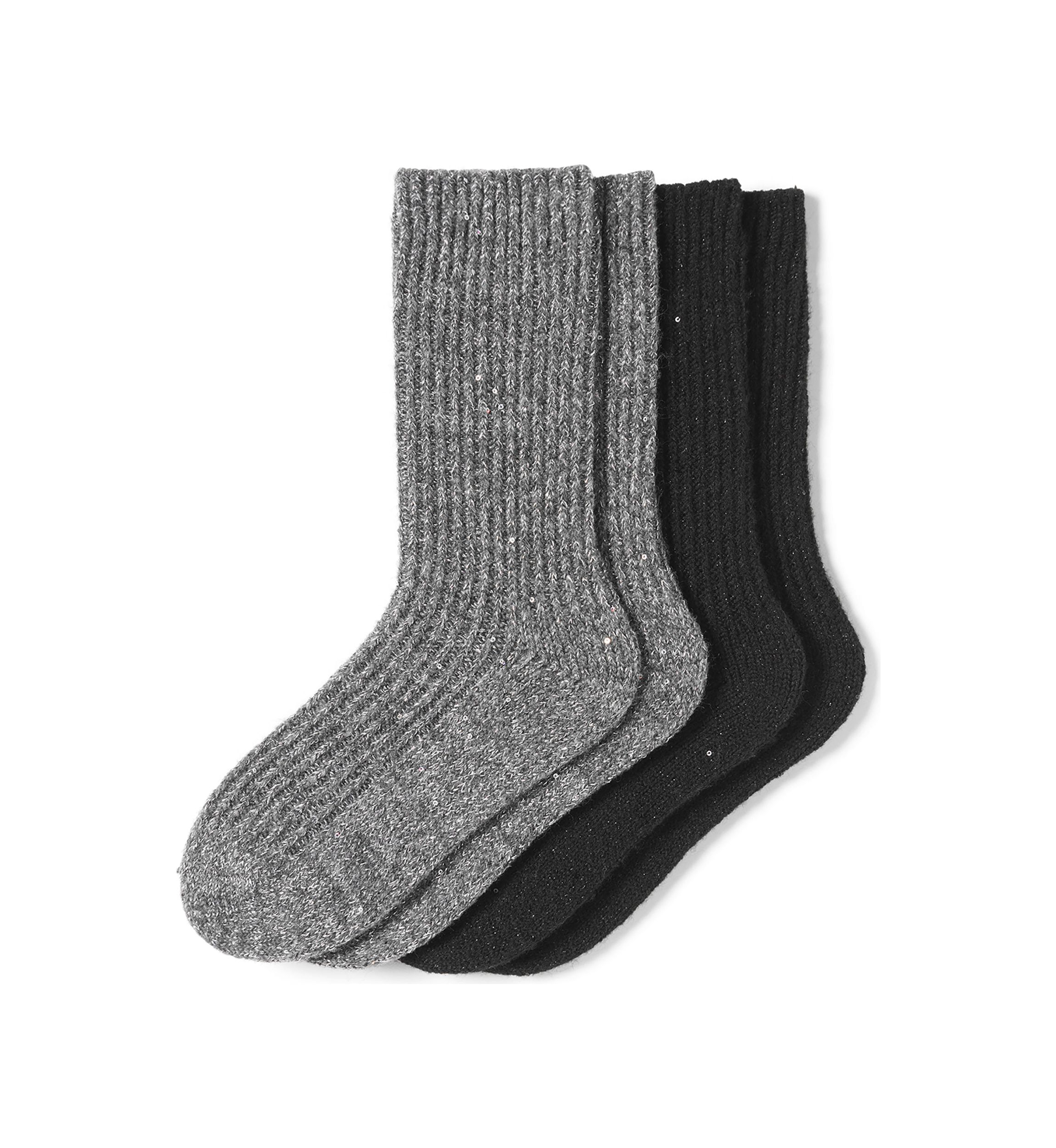 Sequin Soft Rib Crew 2-Pair Pack