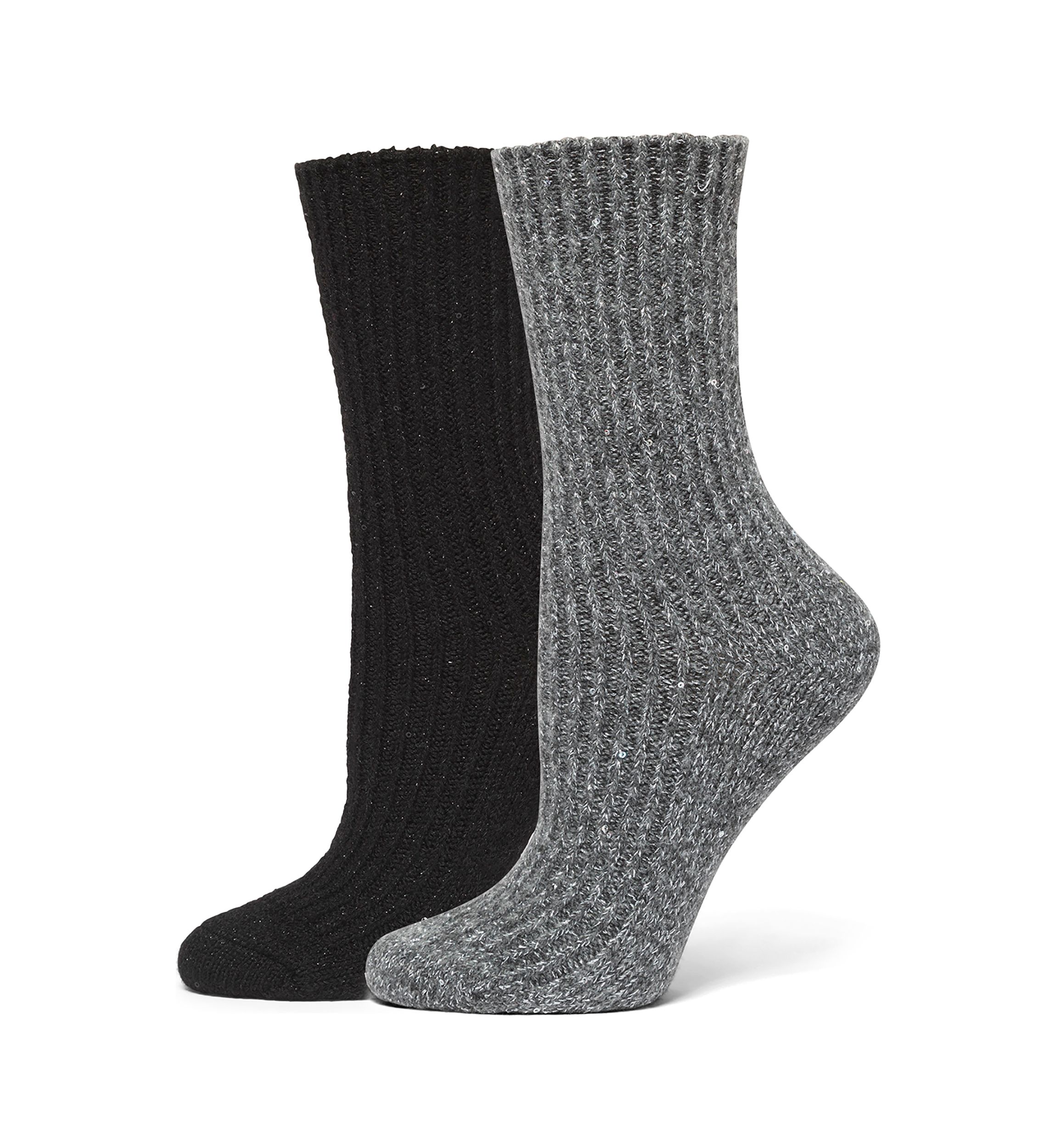 Sequin Soft Rib Crew 2-Pair Pack