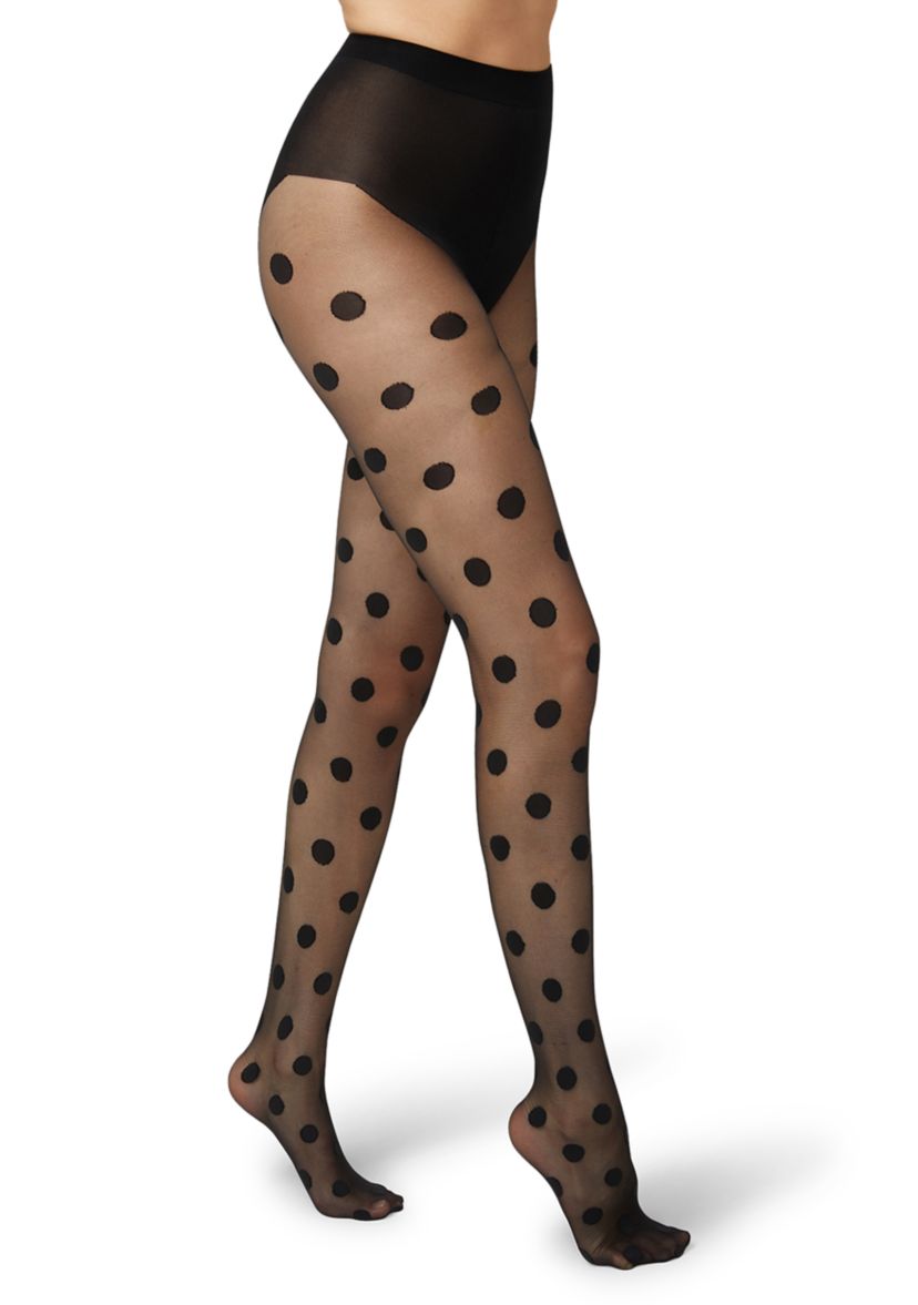 Oversized Dot Sheer Tights with Control Top