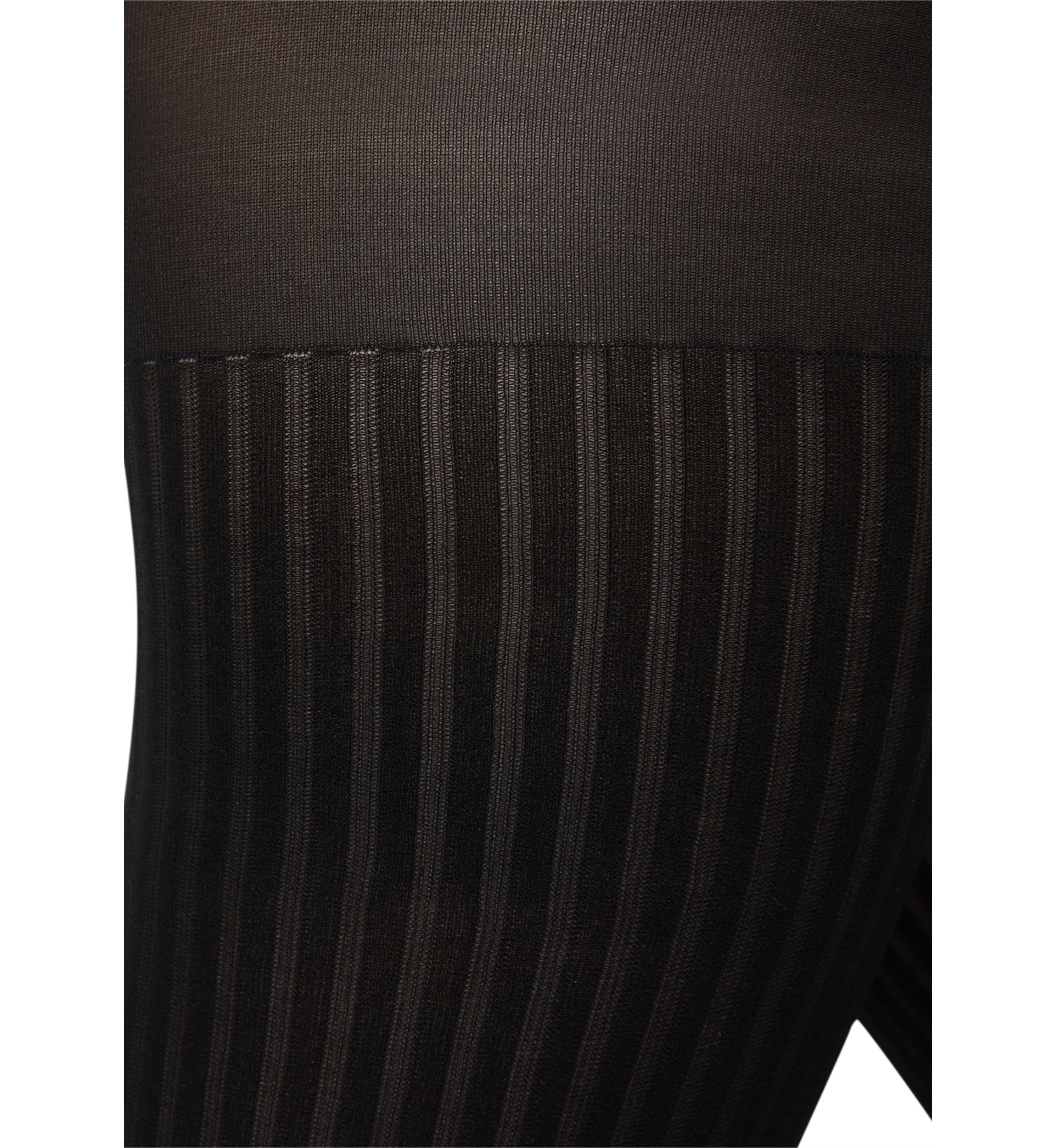Opaque Sheer Ribbed Tights with Control Top