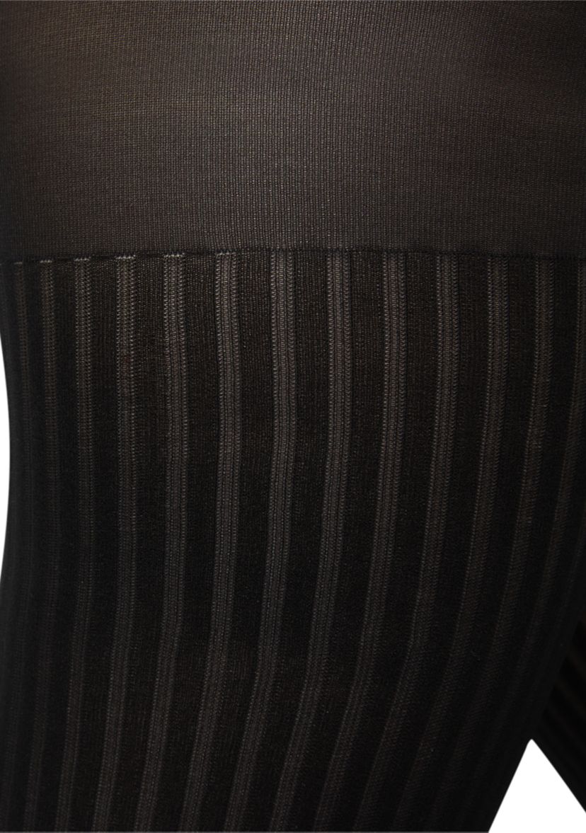 Opaque Sheer Ribbed Tights with Control Top