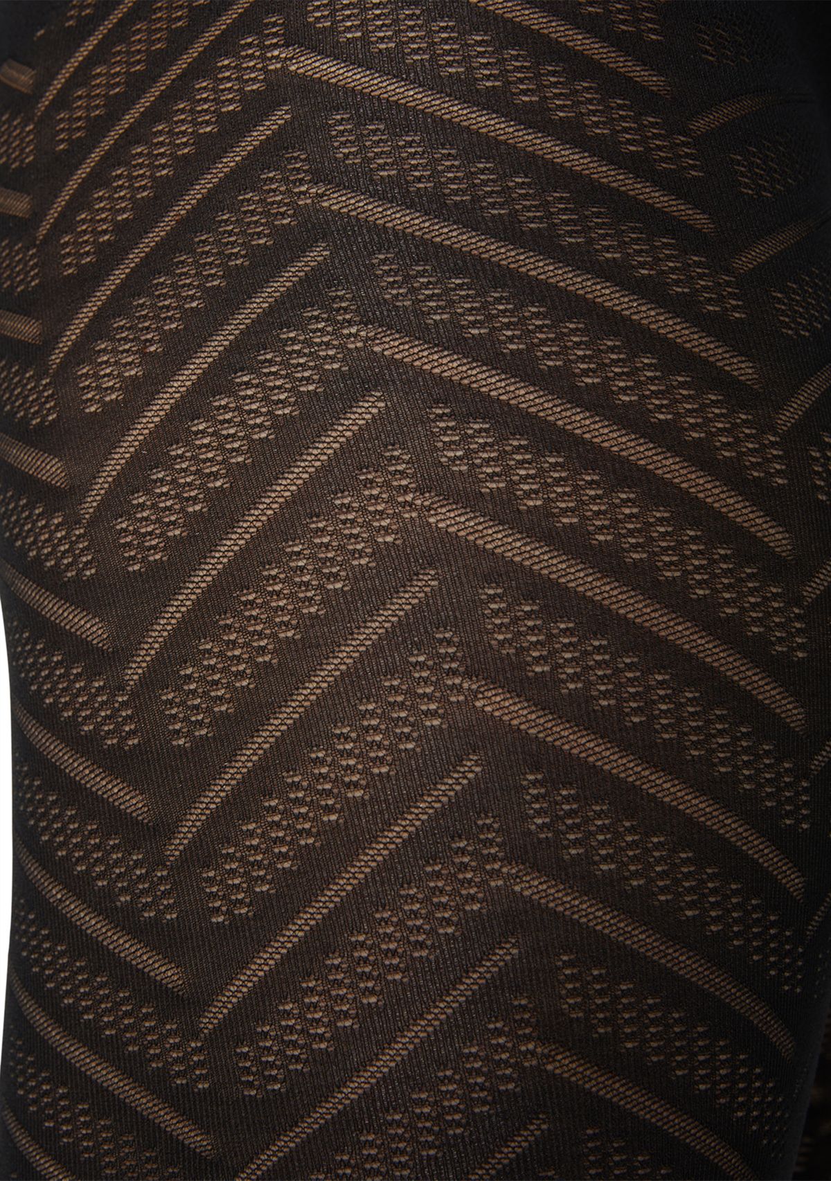 Opaque Chevron Sheer Tights with Control Top