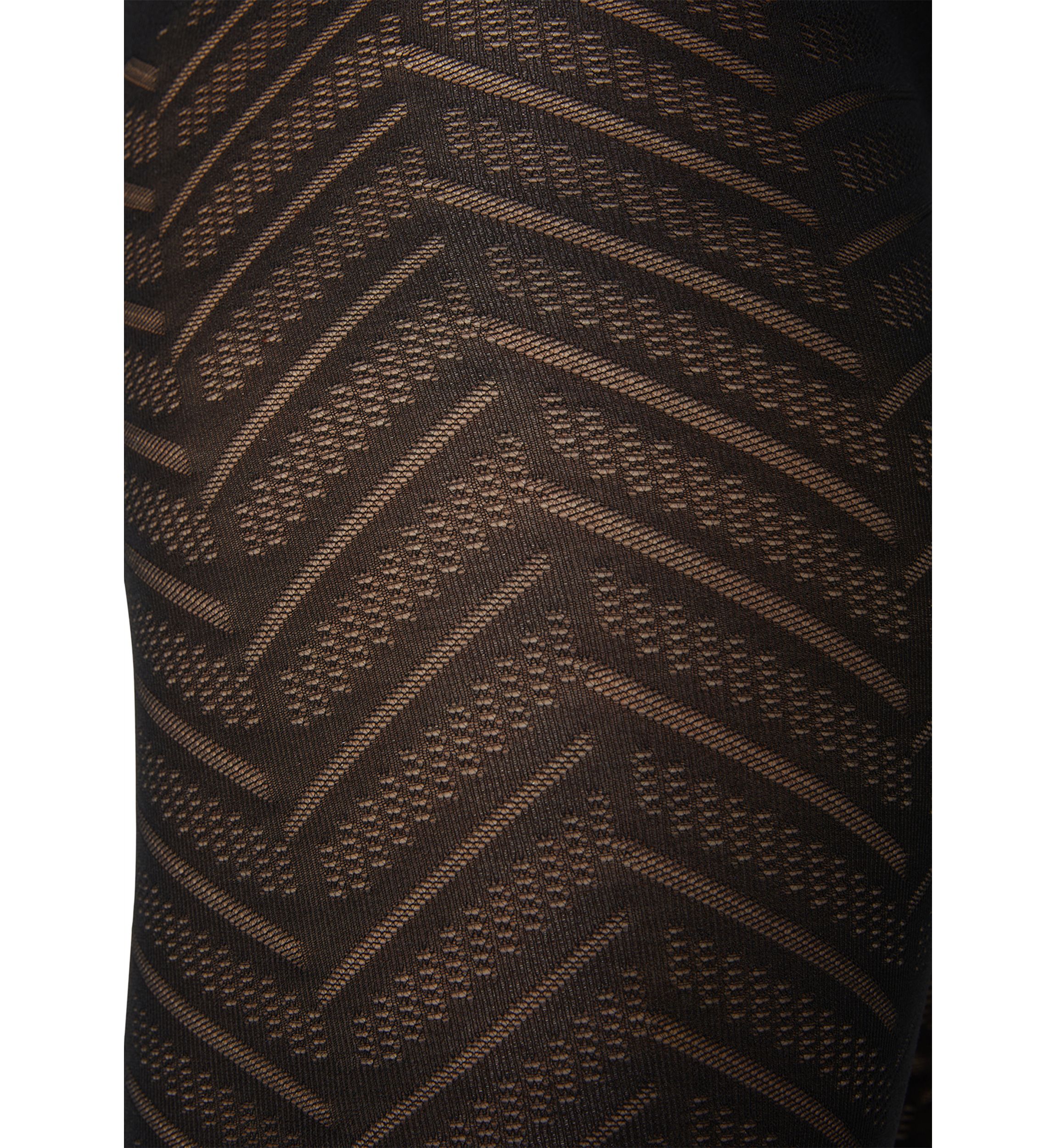 Opaque Chevron Sheer Tights with Control Top