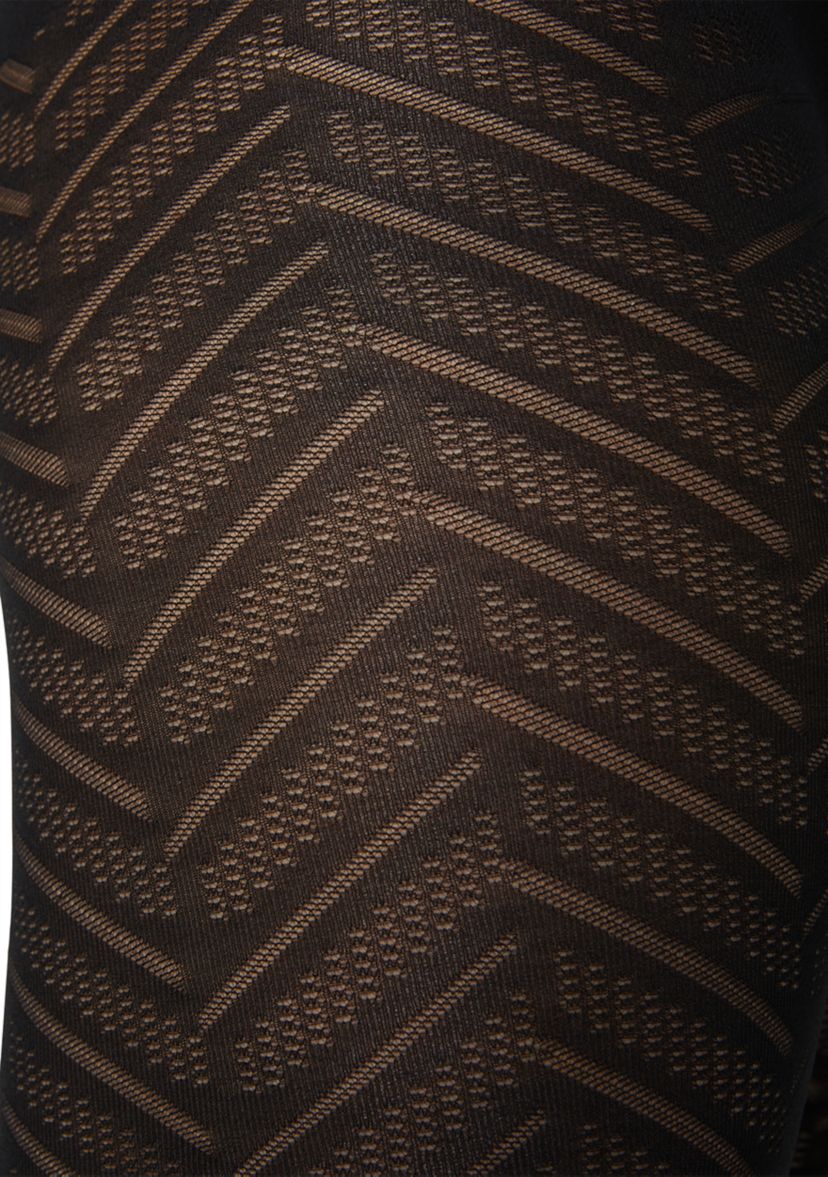 Opaque Chevron Sheer Tights with Control Top