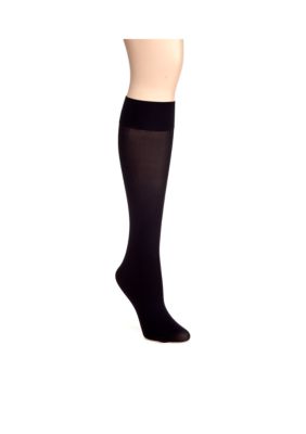 Hue Women's 3-Pack Soft Opaque Knee High Socks,Black,Size 1