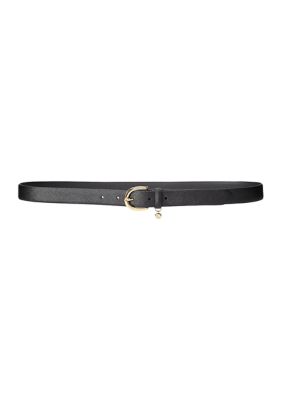 Lauren Ralph Lauren Women's Charm Saffiano Leather Belt, Black, XL