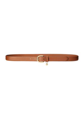 LAUREN RALPH LAUREN TURN-LOCK SKINNY LEATHER BELT, White Women's