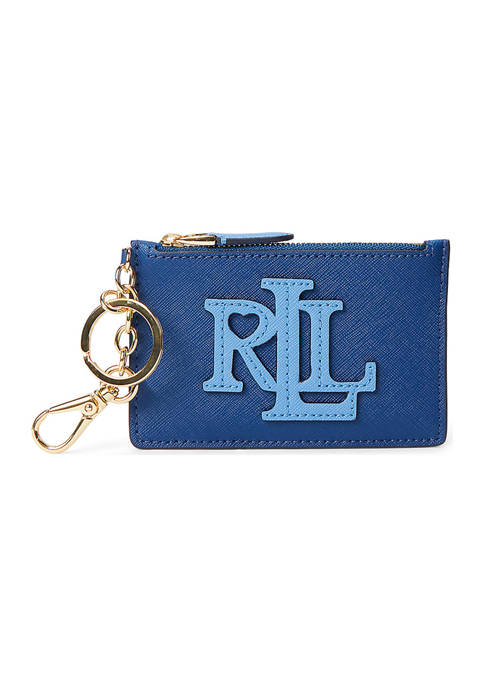 Lauren Ralph Lauren Crosshatch Leather Zip Card Case