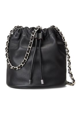 Lauren Ralph Nappa Leather Medium Emmy Crossbody Bucket Bag