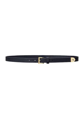 Lauren Ralph Lauren Women's Pebbled Leather Skinny Belt, Navy Blue -  0888188461789