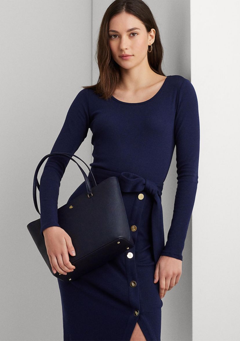 Crosshatch Leather Medium Karly Shopper Tote