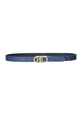 Lauren Ralph Lauren Women's Oval-Logo Reversible Leather Skinny Belt -  0888188504448