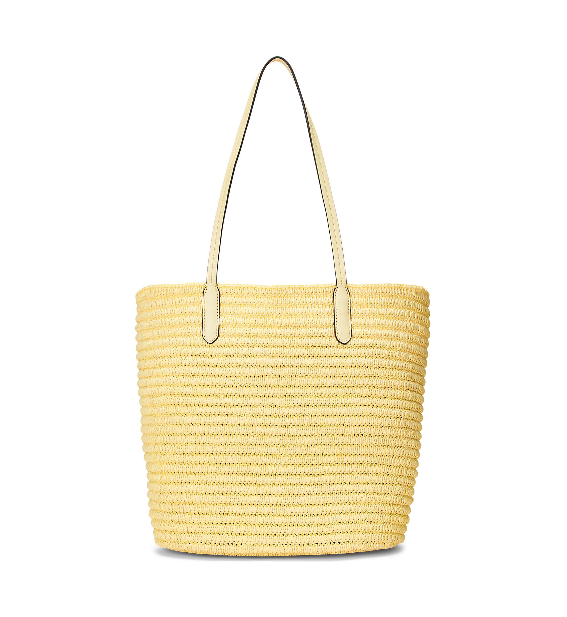 Leather Trim Straw Large Brie Tote Bag