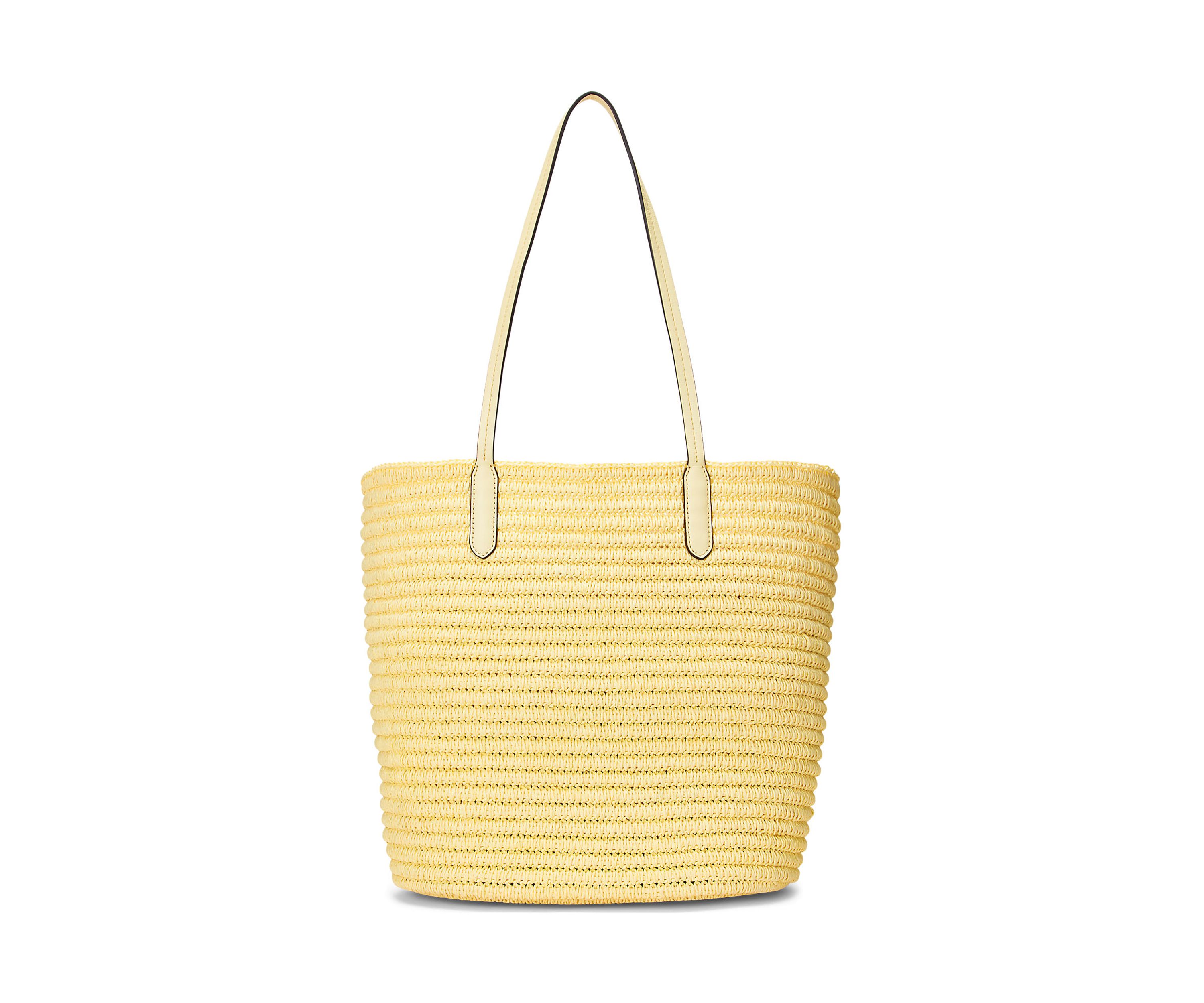 Leather Trim Straw Large Brie Tote Bag