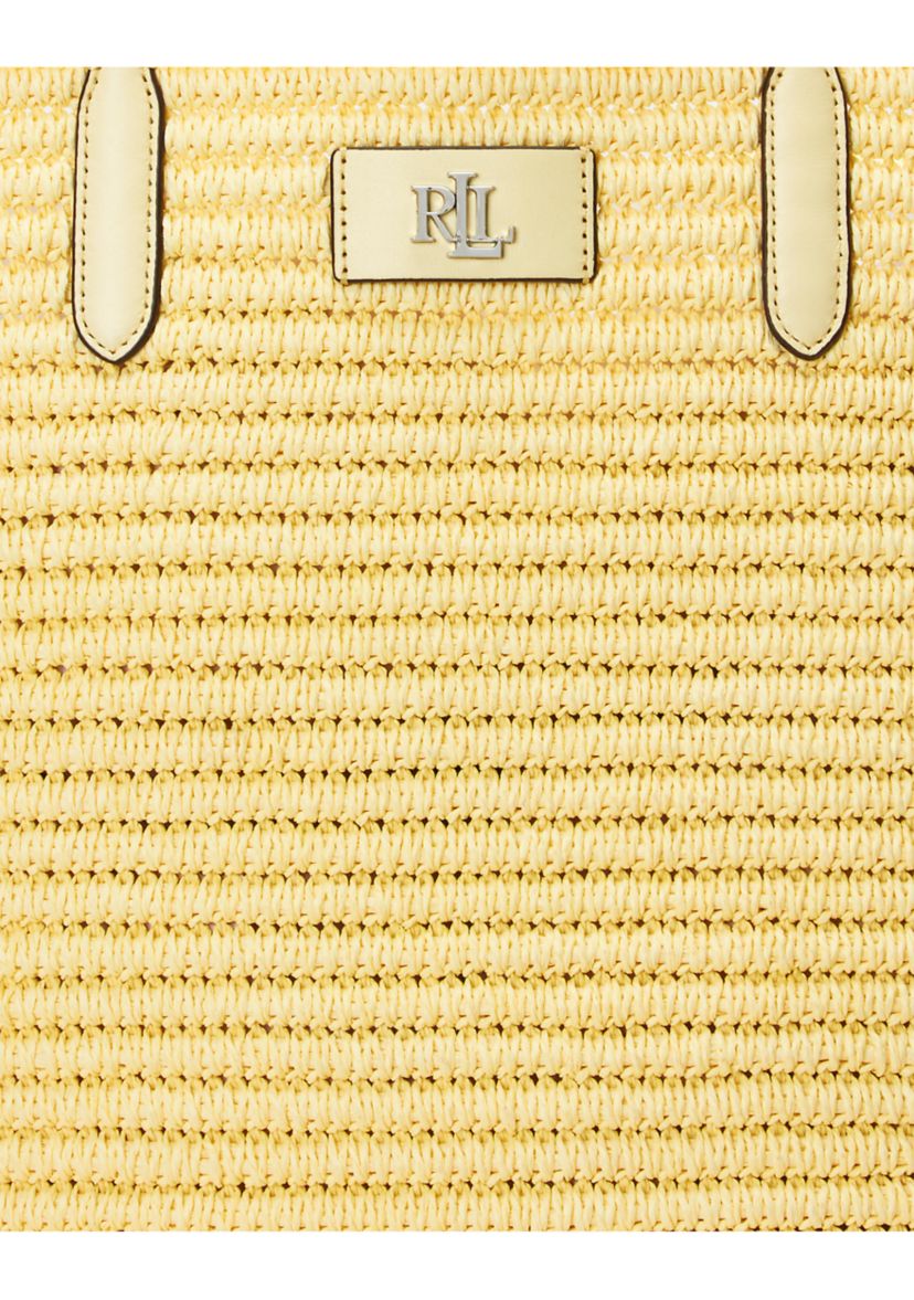 Leather Trim Straw Large Brie Tote Bag