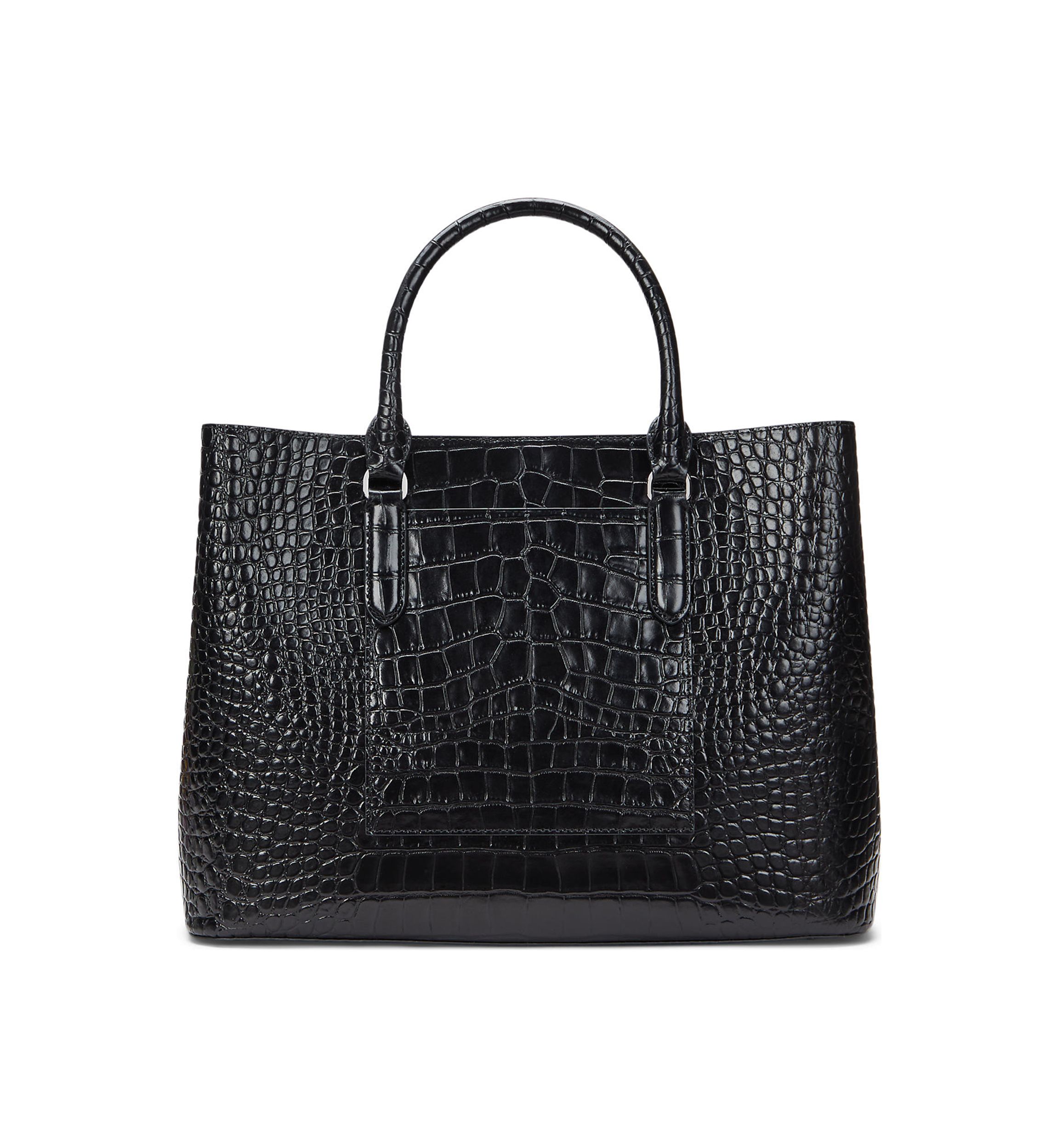 Embossed Leather Large Marcy Satchel