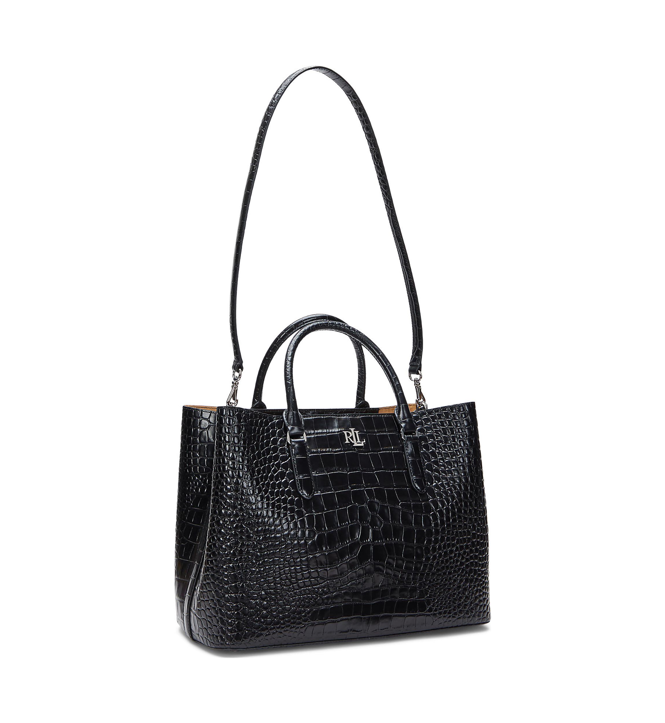 Embossed Leather Large Marcy Satchel