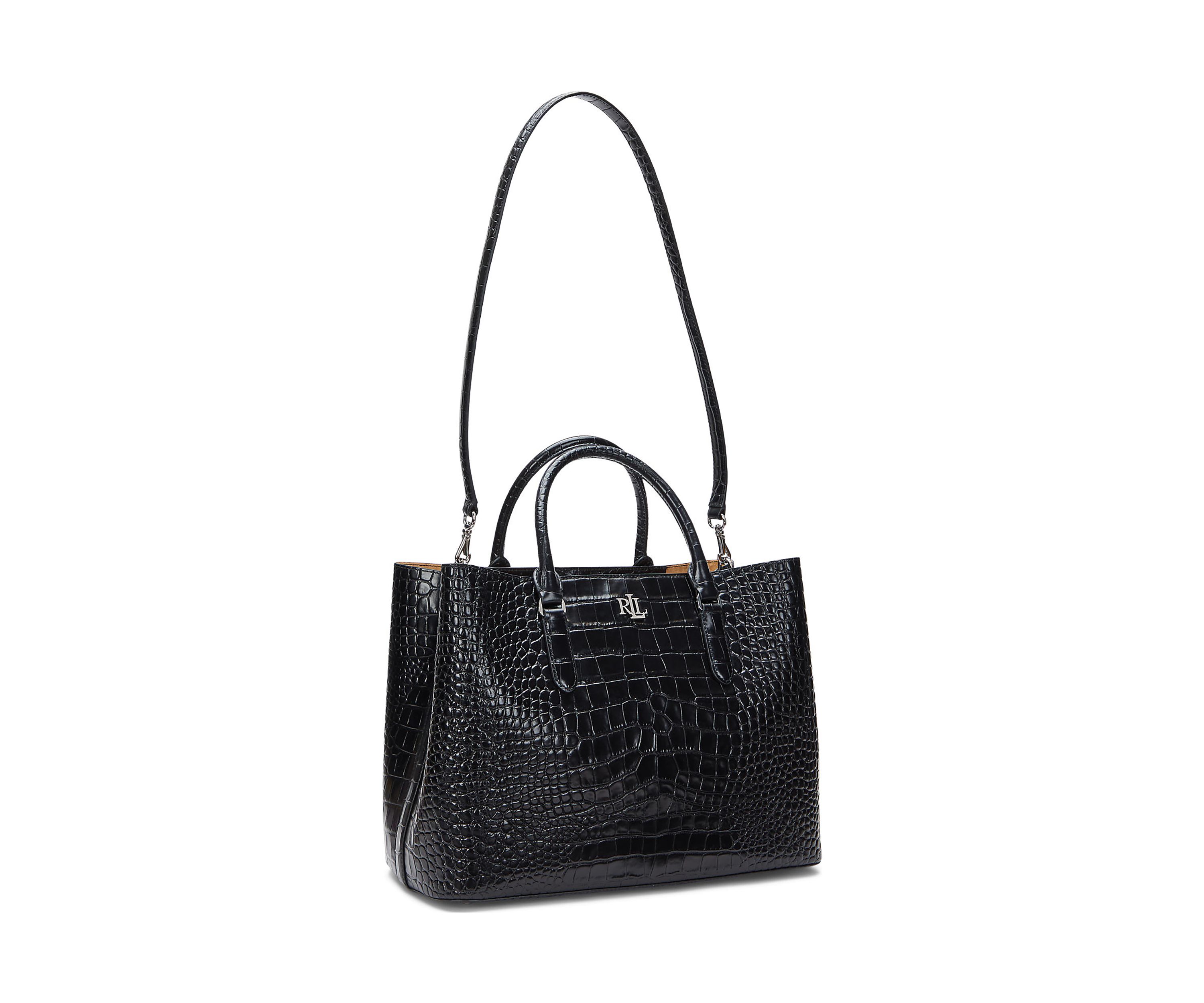 Embossed Leather Large Marcy Satchel