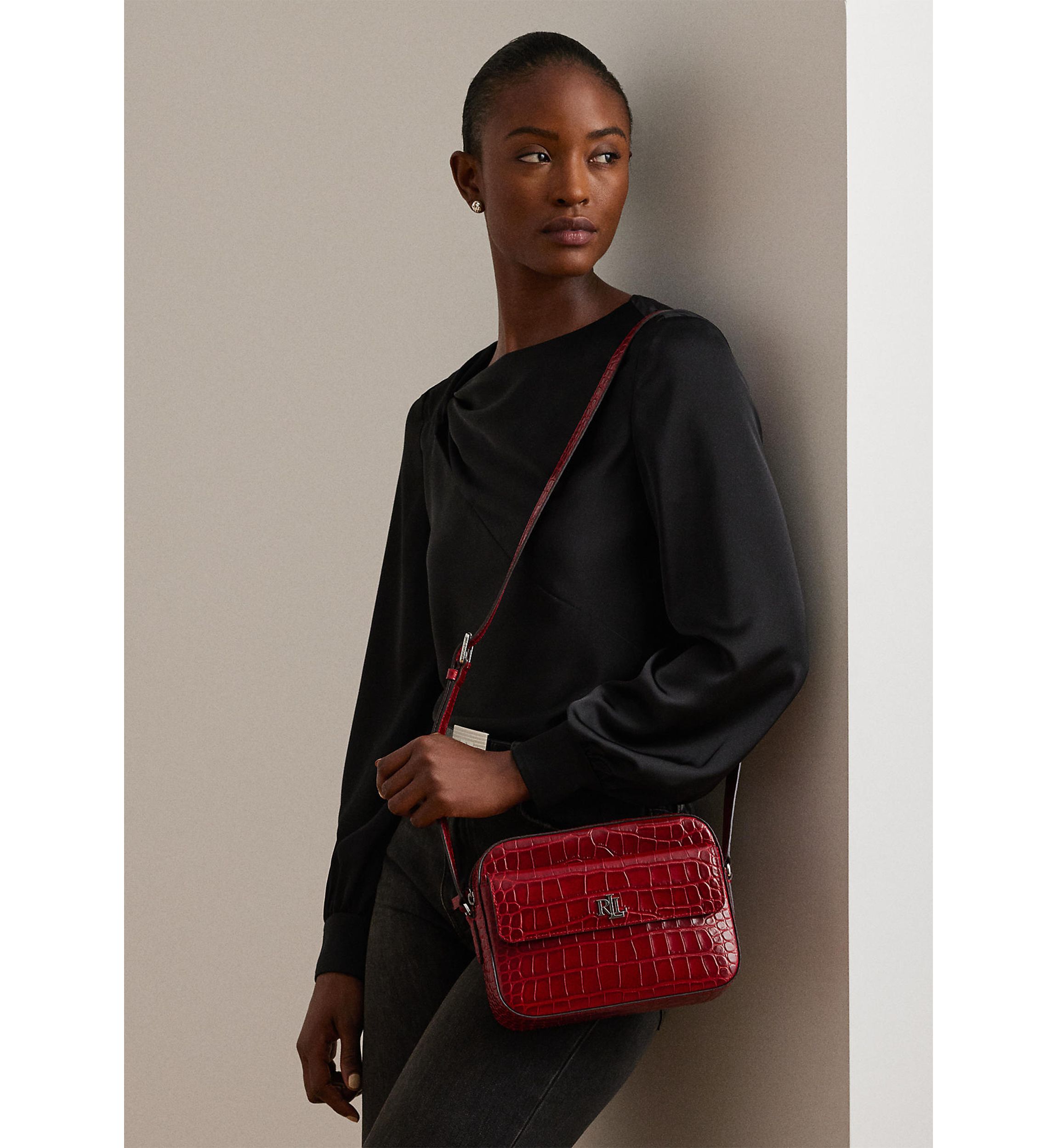 Croc-Embossed Medium Marcy Camera Bag