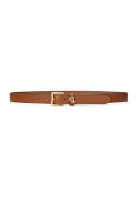 Lauren Ralph Lauren Women's Logo Keeper Leather Skinny Belt