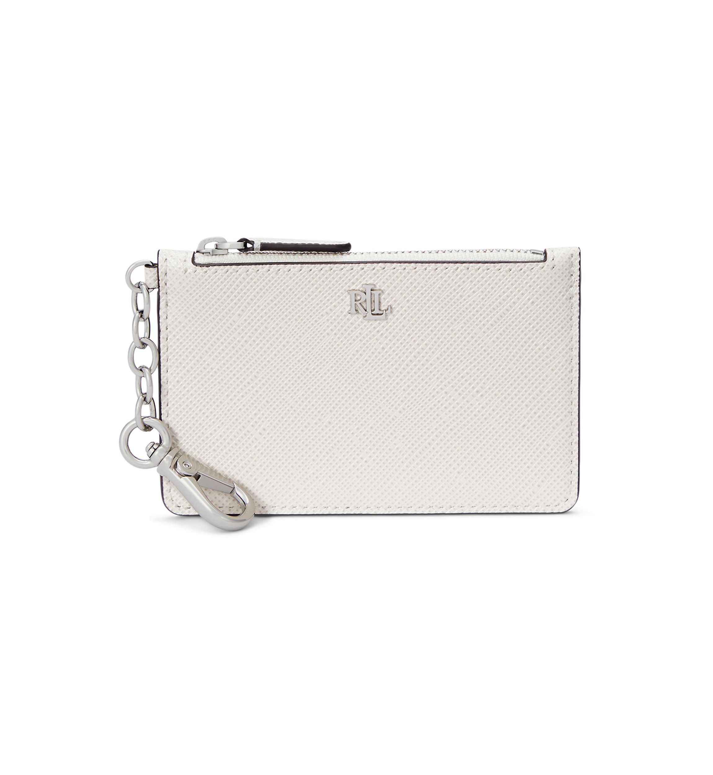 Crosshatch Leather Zip Card Case