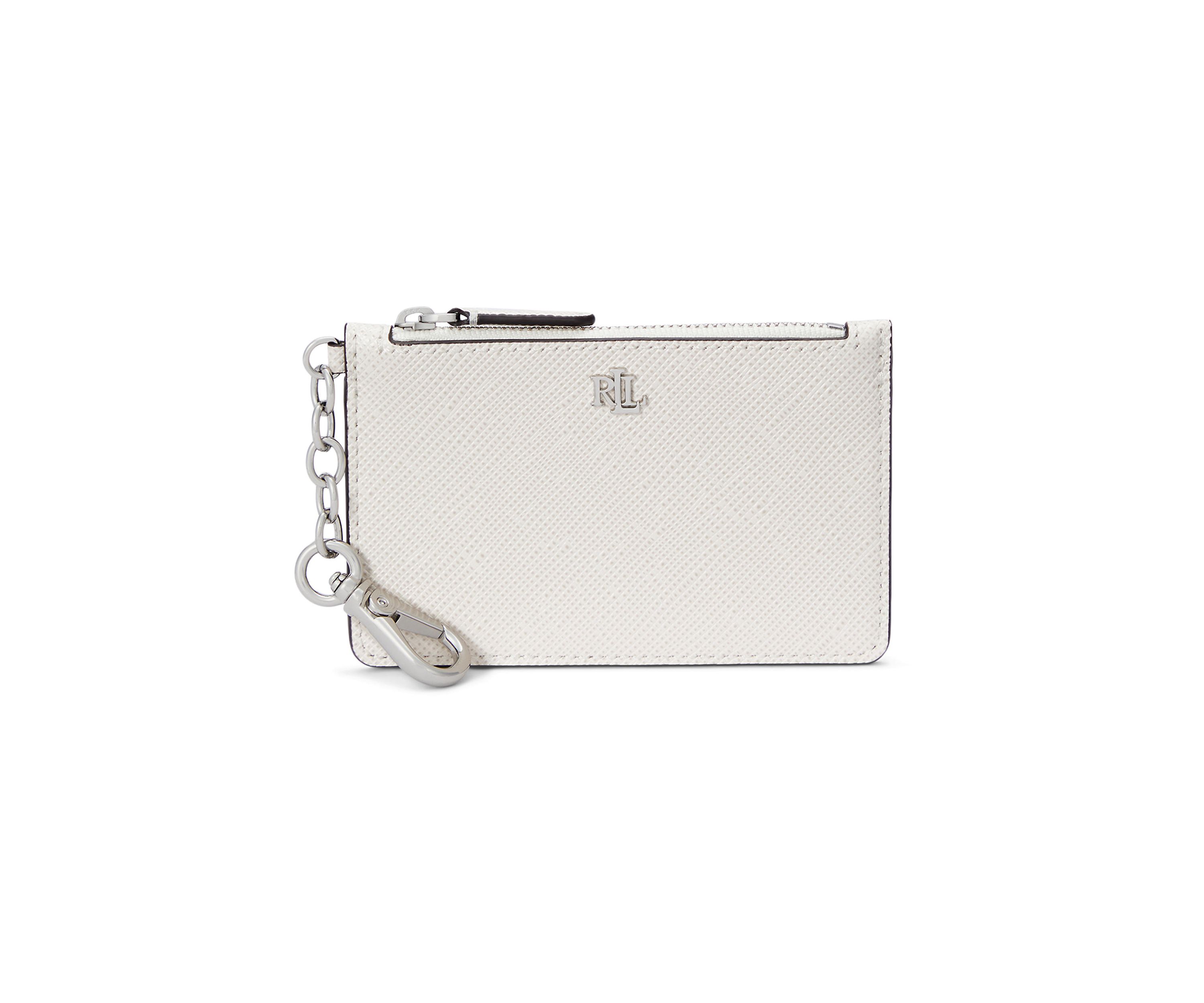 Crosshatch Leather Zip Card Case
