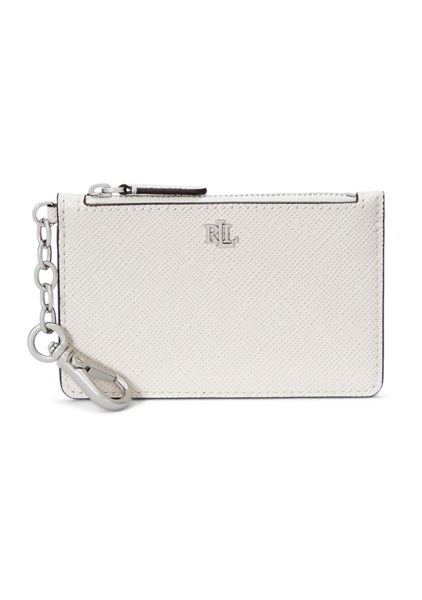 Crosshatch Leather Zip Card Case