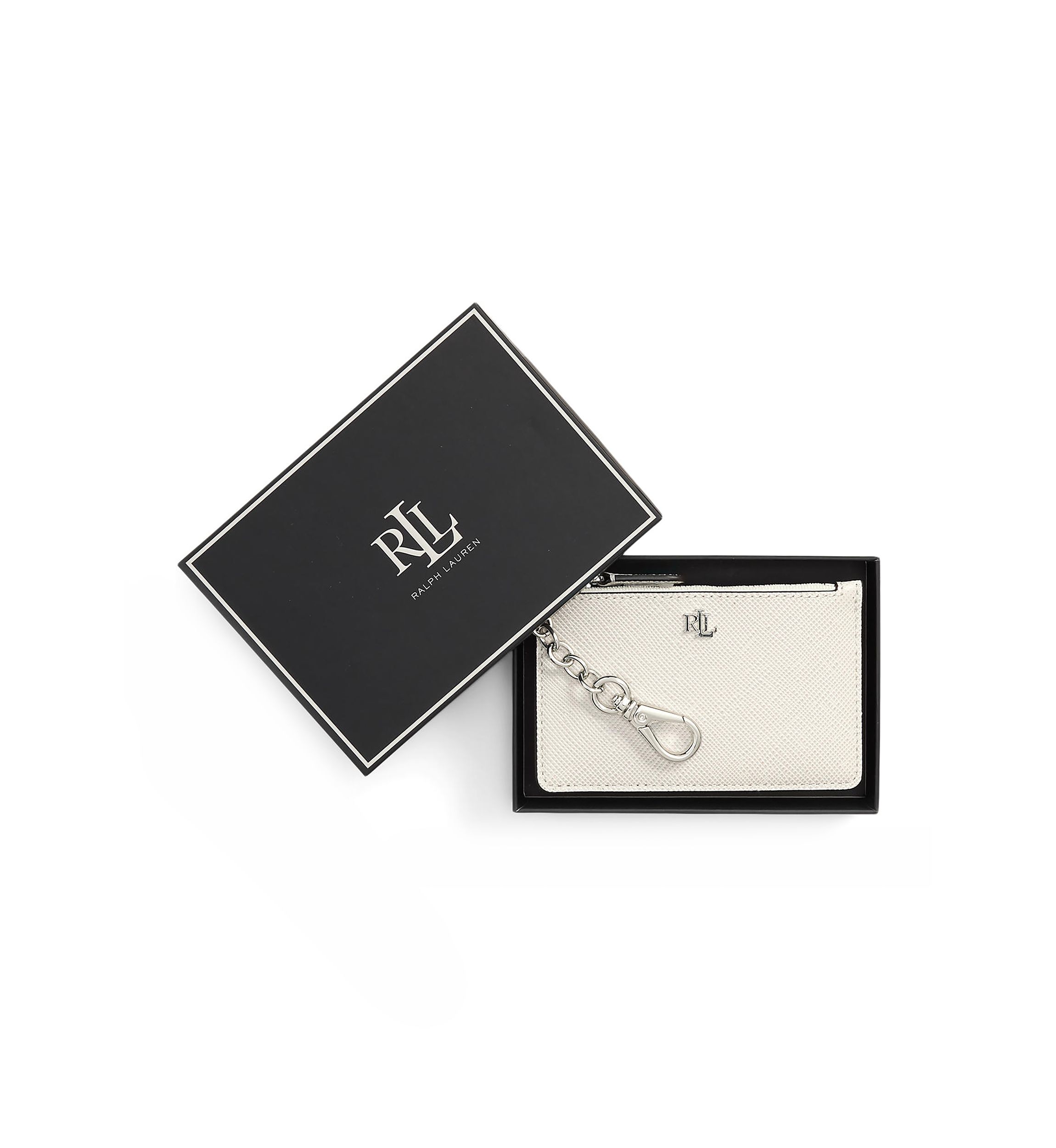 Crosshatch Leather Zip Card Case
