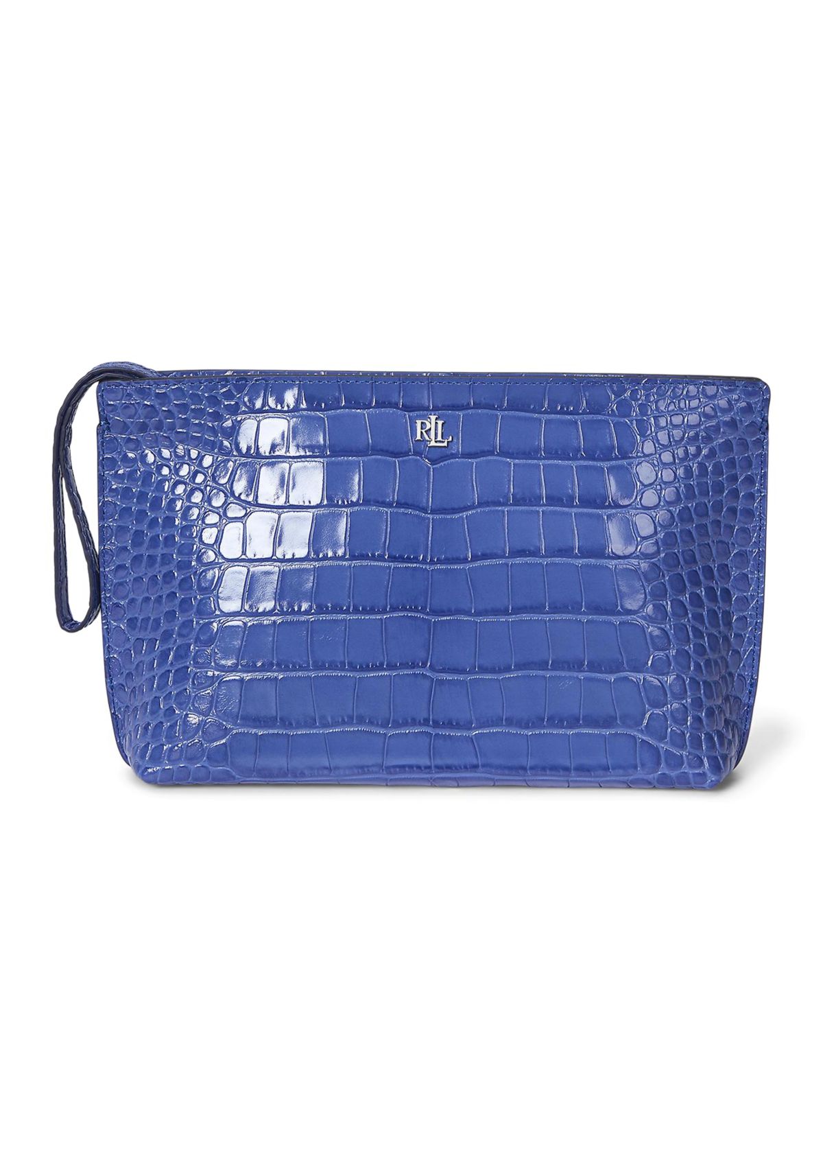 Crocodile Embossed Leather Large Pouch