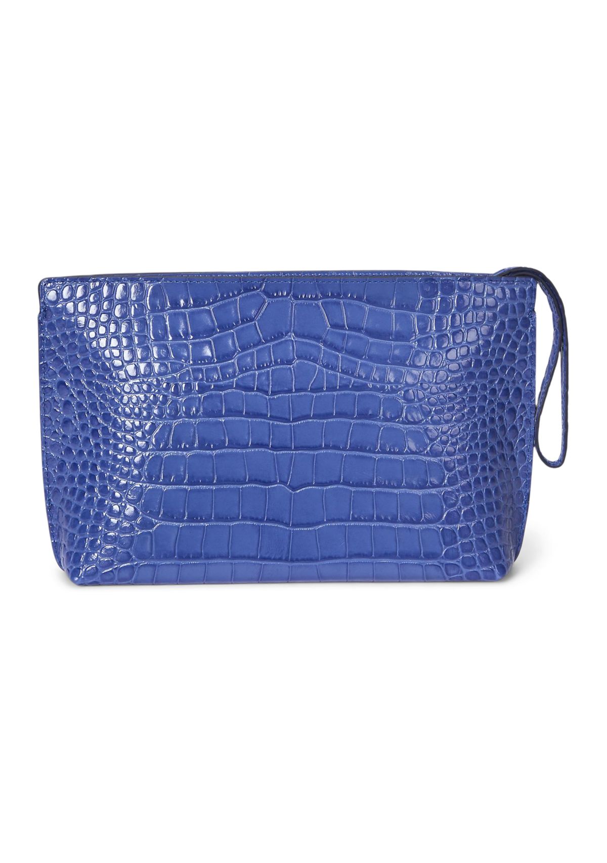 Crocodile Embossed Leather Large Pouch