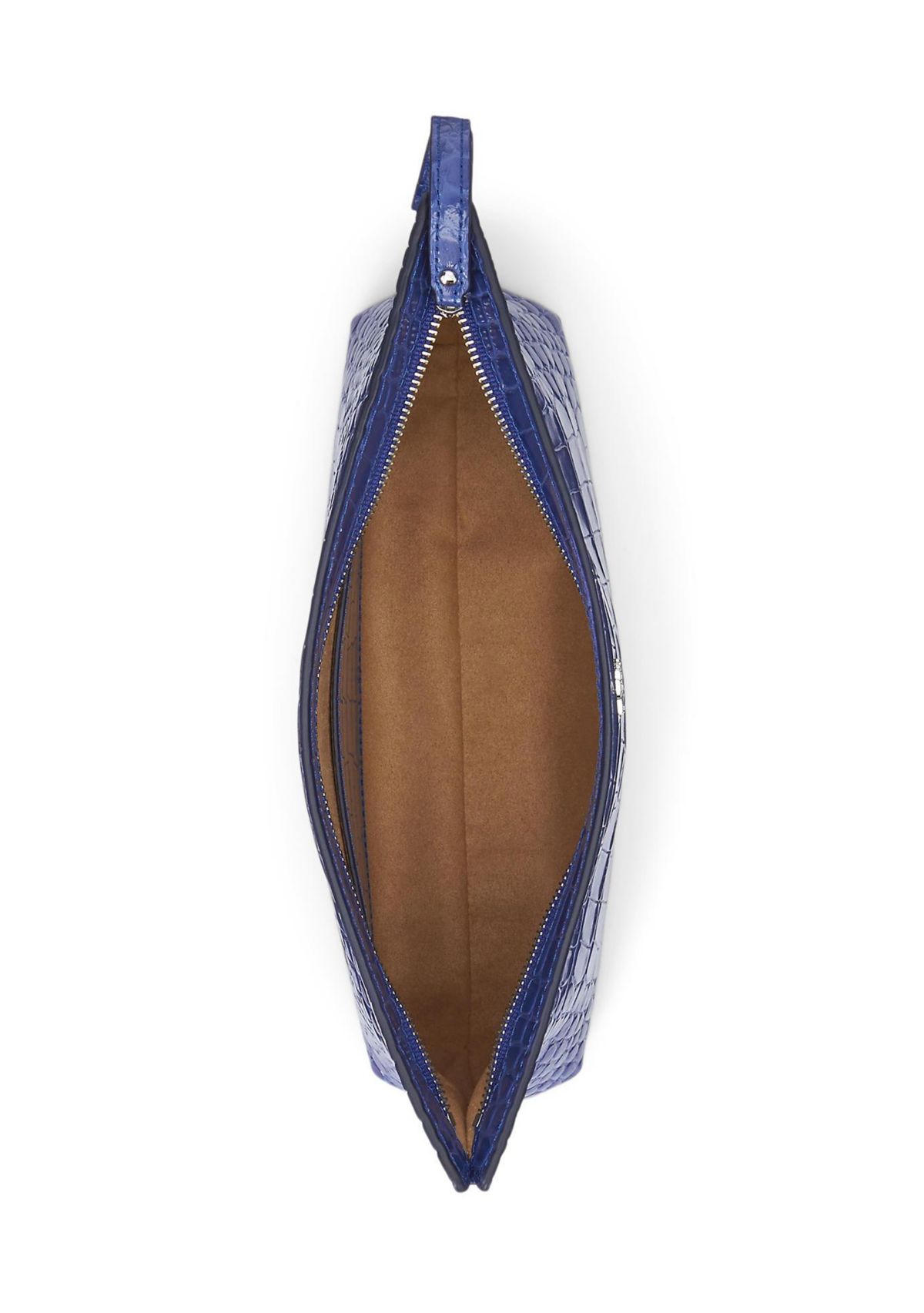 Crocodile Embossed Leather Large Pouch