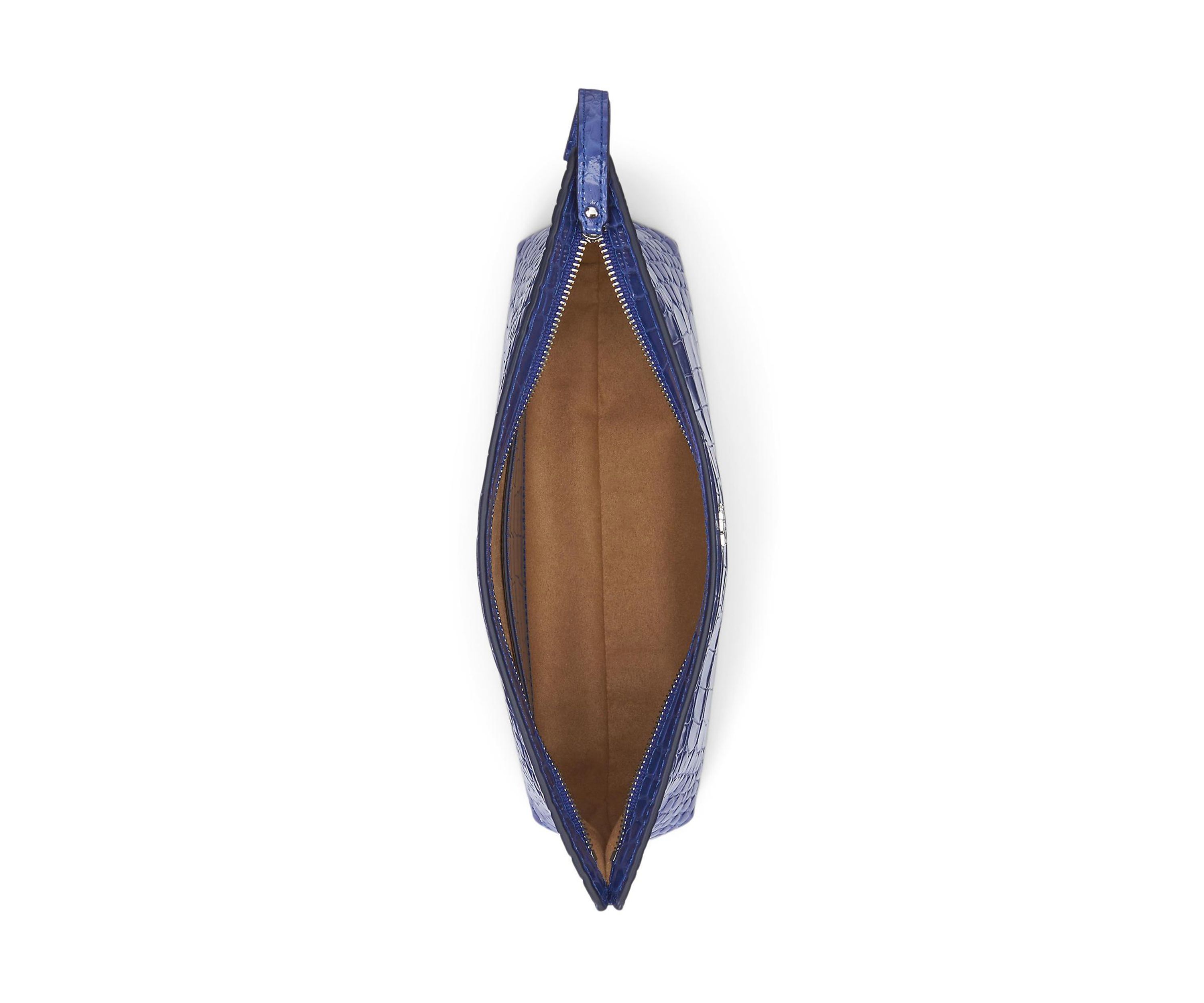 Crocodile Embossed Leather Large Pouch