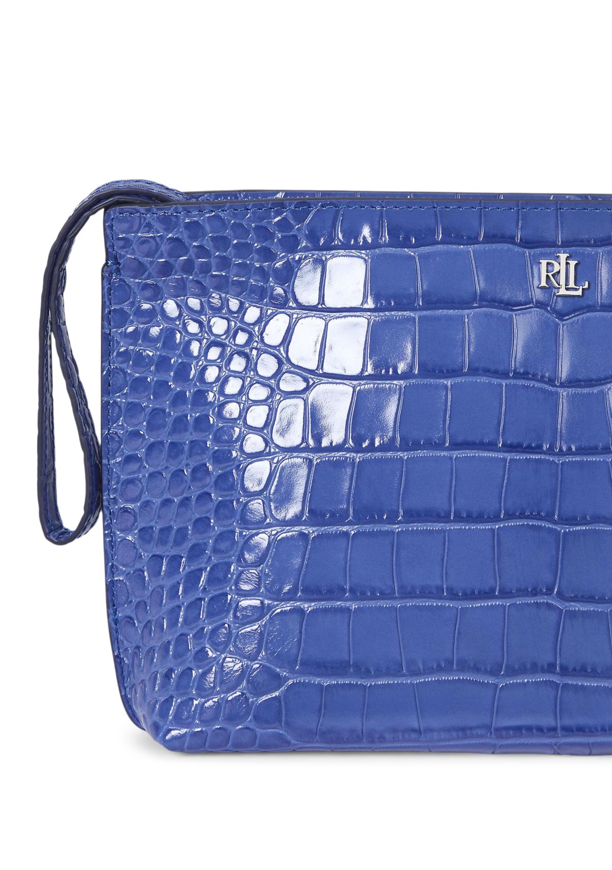 Crocodile Embossed Leather Large Pouch