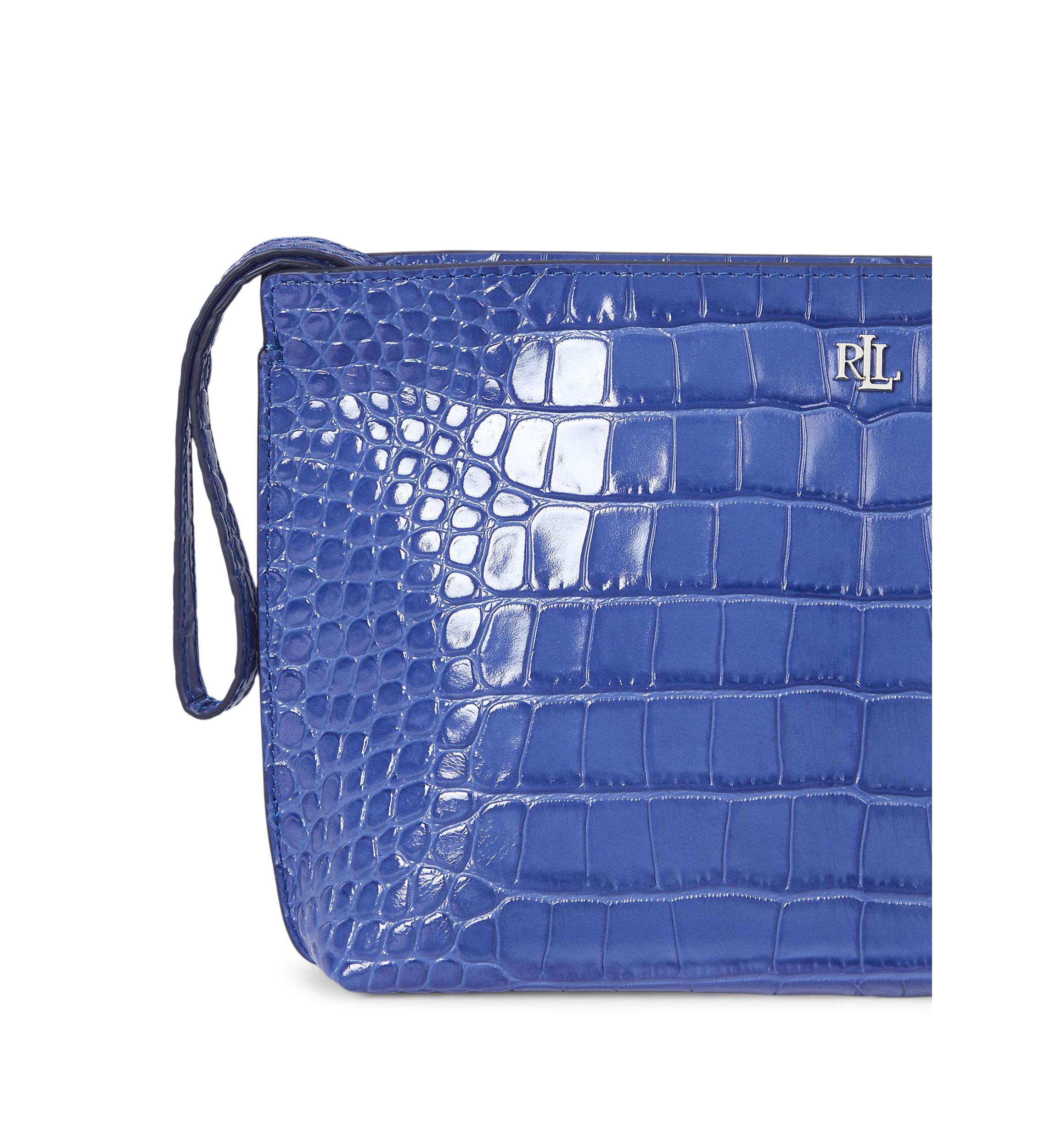 Crocodile Embossed Leather Large Pouch