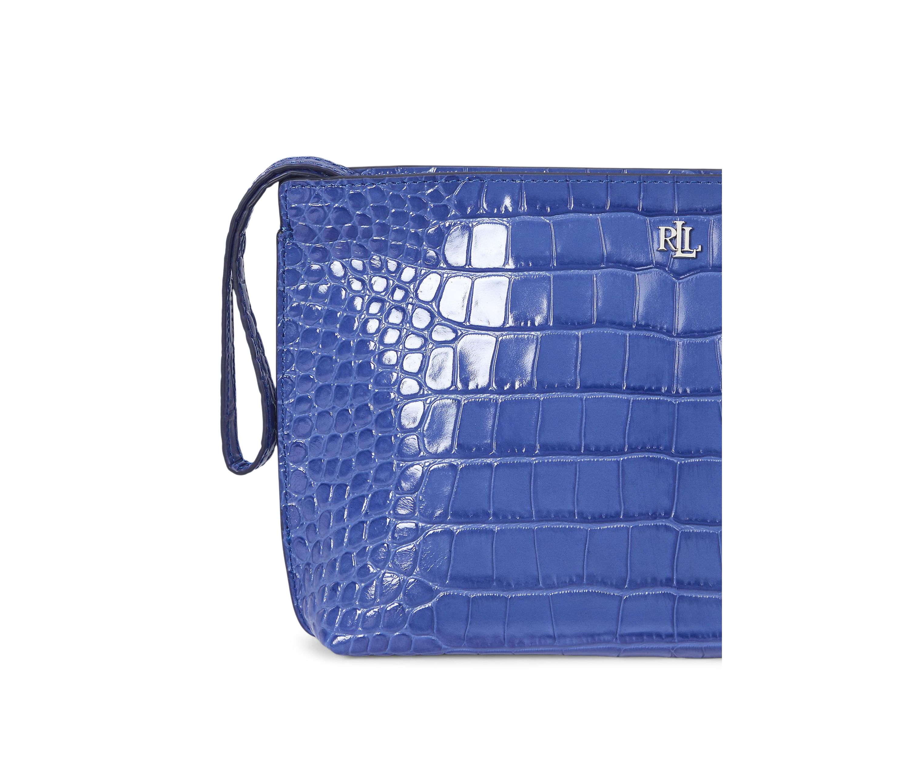 Crocodile Embossed Leather Large Pouch
