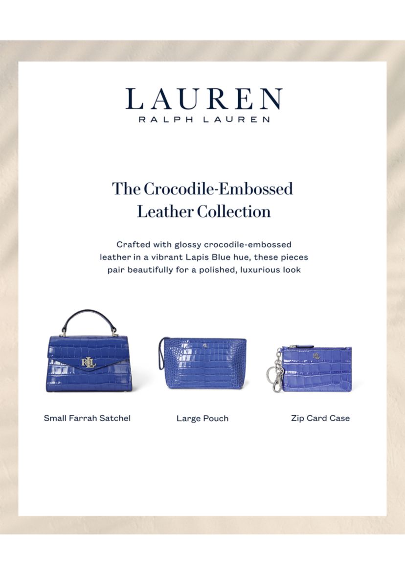 Crocodile Embossed Leather Large Pouch