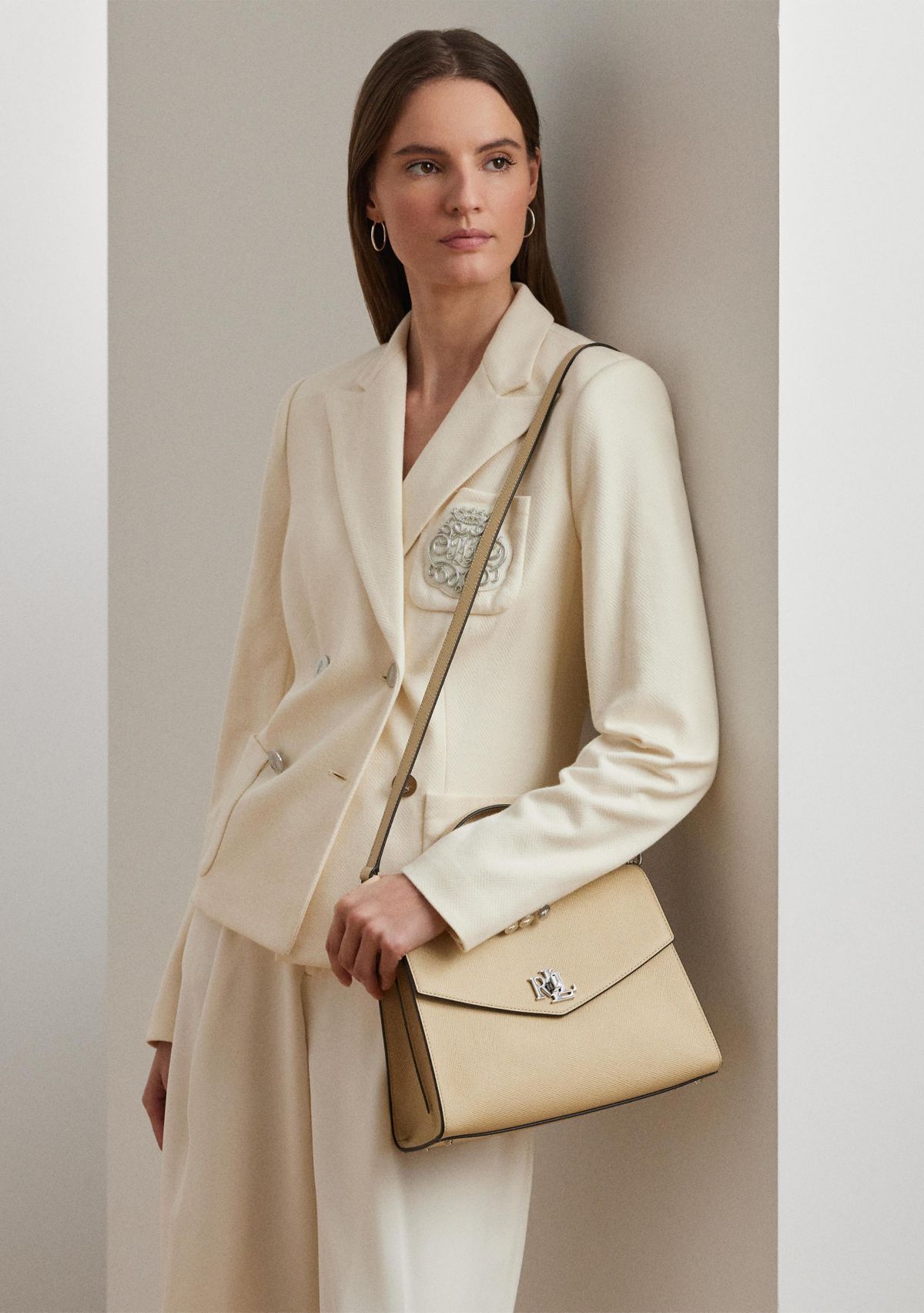 Crosshatch Leather Large Farrah Satchel