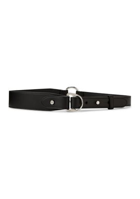 Lauren Ralph Lauren Women's Equestrian D-Ring Leather Belt, Black, XL