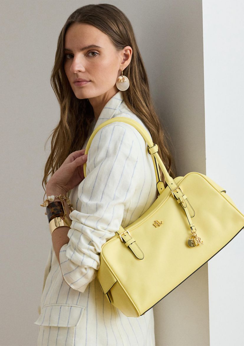 Lauren Ralph Lauren Leather Large Marcy Zip Satchel Bag | Belk